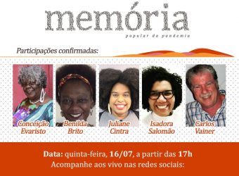 Peça de divulgação da live de lançamento da Memória Popular da Pandemia